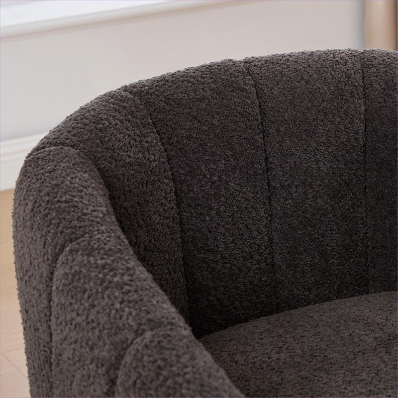 Fauteuil demi-tonneau pivotant en chenille de 31,89 pouces de largeur par 31,89 pouces en chenille par Modern Home Accent Seating