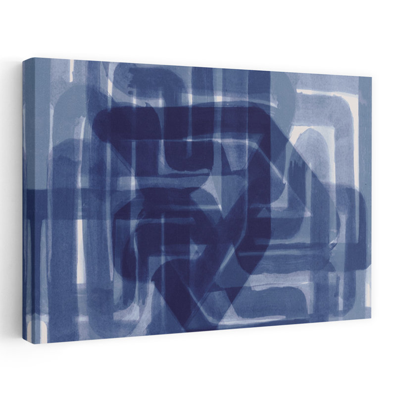 Art contemporain abstrait équation indigo, H 40 po x l 60 po