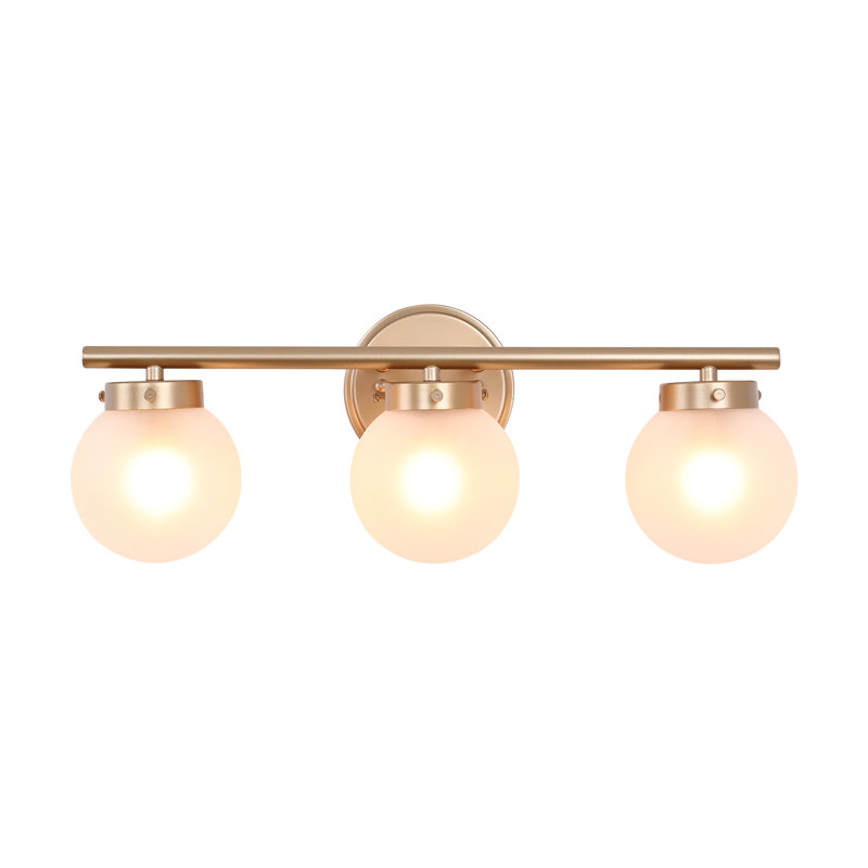 Pranet Iron Glass/Metal Bathroom Vanity Light 3 Light Vanity Light