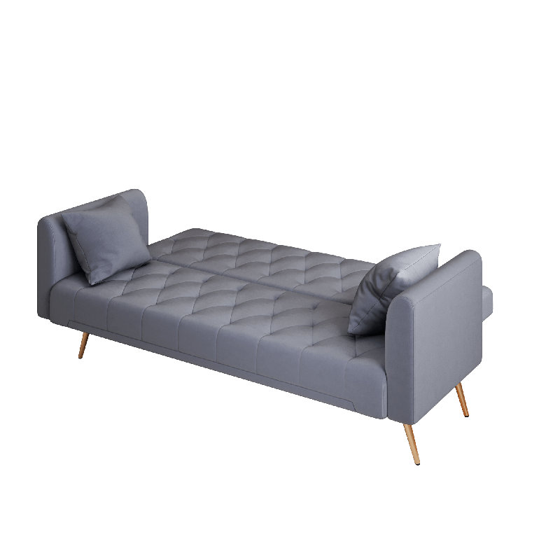 Canapé-lit 71 po convertible, canapé-lit en velours American Retro pour petits salons, chambres et bureaux, Gris