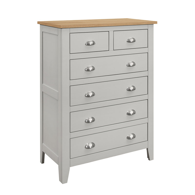 Table de chevet 6 tiroirs Bagley en gris