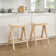 26.8"H Solid Wood Backless Counter Stool With Linen Upholstered Seat