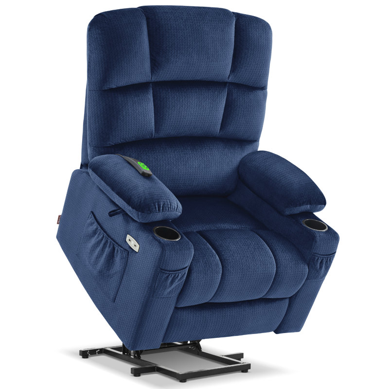 Fauteuil inclinable électrique Nihat Lay, 100 % polyester bleu marine