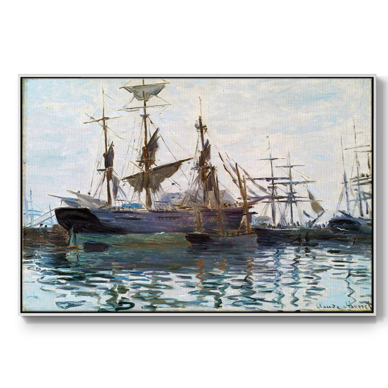 Ships In Harbor, 1873, reproduction d'art sur toile, H 17 po x l 25 po x P 2 po, Toile encadrée WhiteGold