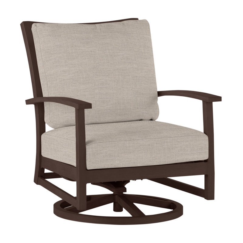 Charleston Patio Lounge Chair with Cushions, No Welt, Linen Dove, Charleston Aluminum #60 Oak