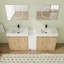 72'' Free standing Bathroom Double Vanity with 5 Doors and Resin Vanity Top & Storage Cabinet