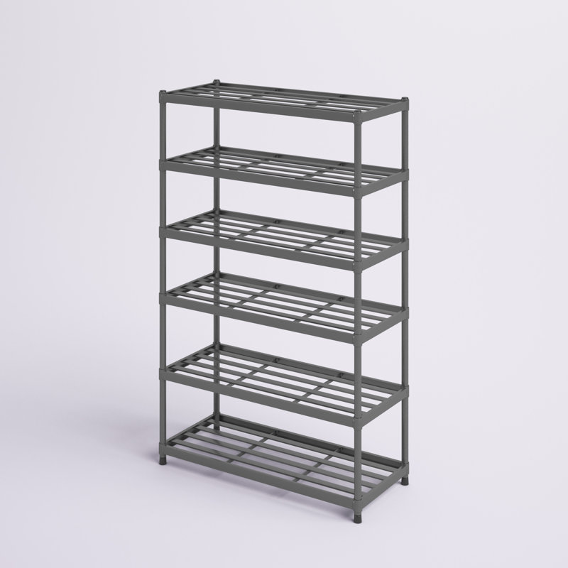 TRINITY Dark Gray 6-Tier Slat Shoe Rack