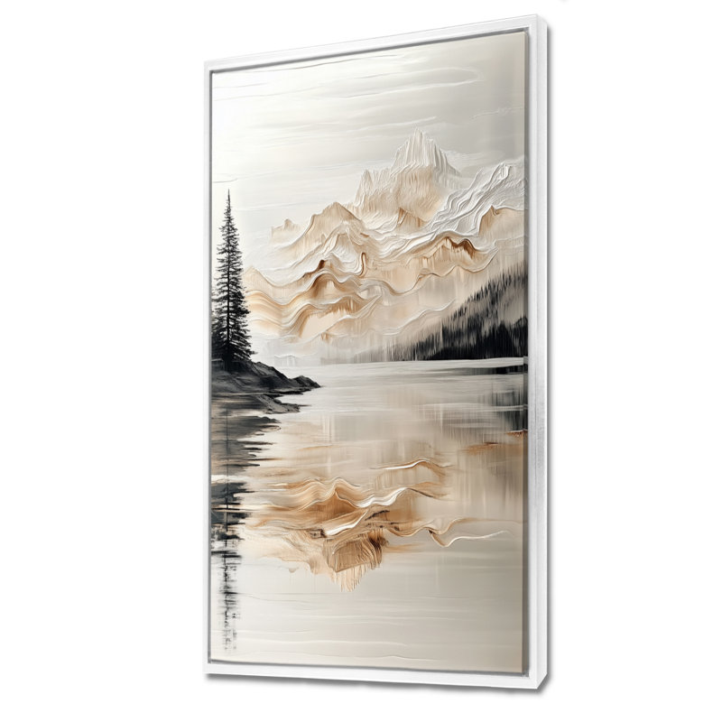 «White Gold Golden Mountain Reflection III», reproduction d'art sur toile, cadre encadré, H 32 po x l 16 po