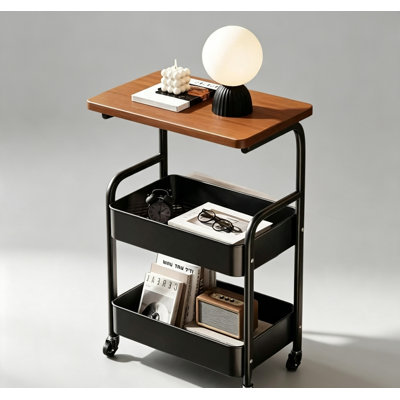 3-Tier Rolling Utility Cart - Premium Metal Snack Cart with Lockable Wheels & Movable Storage for Kitchen, Office & Bedroom