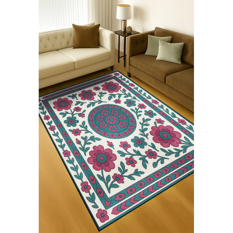 Tapis beige tissé traditionnel Mosso, 4'7" x 6'7"