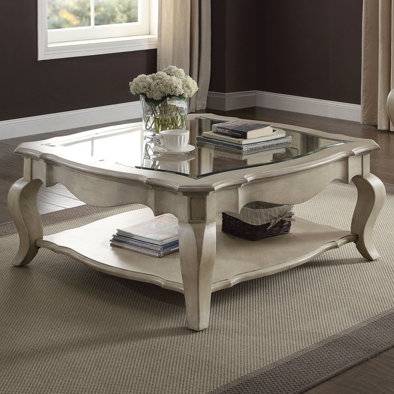 Cashel 2-Piece Coffee Table Set in Antique Taupe and Clear