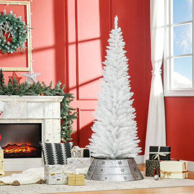 Arbre de Noël artificiel, arbre élancé avec support en plastique et 499 branches