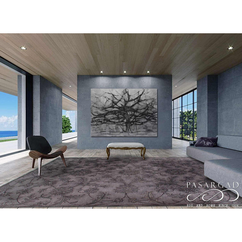 Tapis moderne gris touffeté à la main 8 pi 9 po x 12 pi