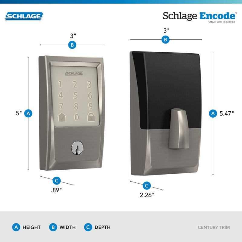 Encode Smart WiFi Deadbolt with Century Trim, Satin Nickel, Yes