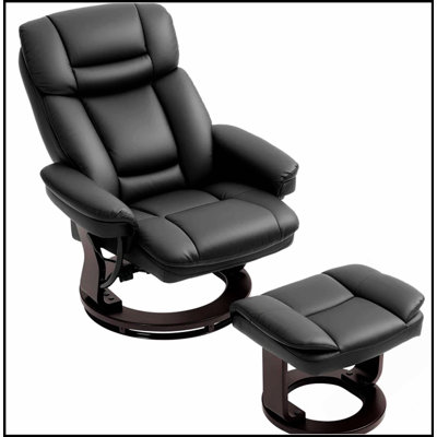 Swivel Recliner With Ottoman, Comfortable PU Leather Chair With Thick Padding And 360° Rotation For Ultimate Relaxation