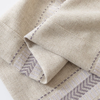 Linen Blend Striped Grommet Room Darkening Curtain Panel For Living Room