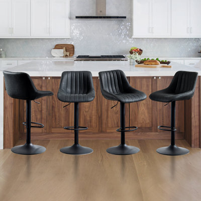  Swivel Adjustable Height Bar Stools with Backs Set of 3