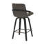 Tabouret de comptoir pivotant 26 po Patric, ensemble de 2 en tissu performance gris anthracite et noir-1431210039