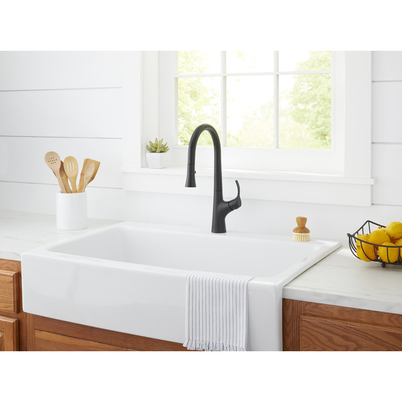 Antioch Pull Down Single Handle Kitchen Faucet, Satin Black