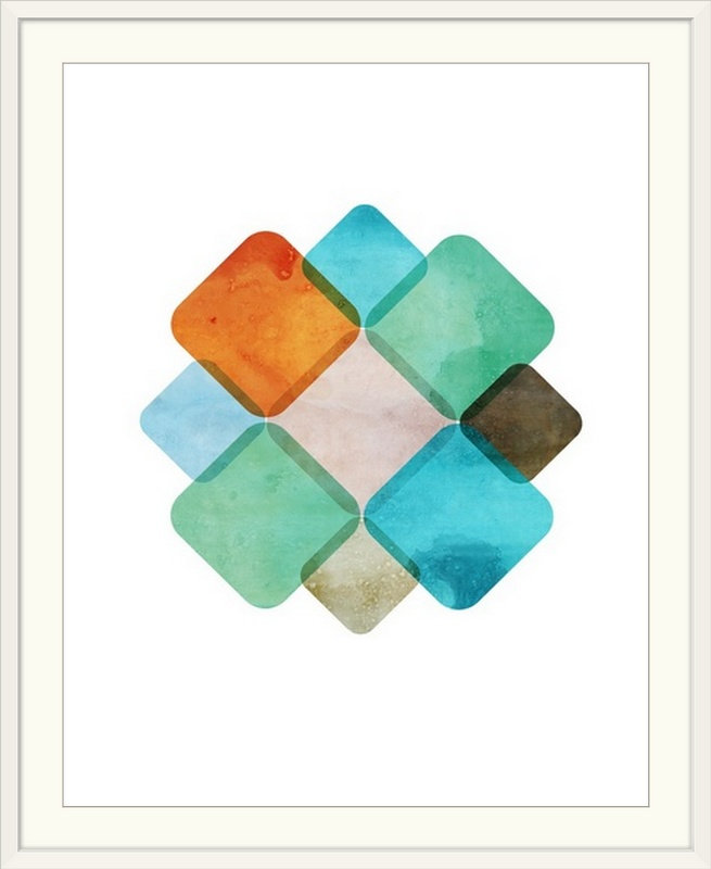«Mod Tiles», impression, H 38 po x l 32 po x P 1 po, Cadre blanc
