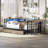 Corner Bed Frame with Bookcase and 2 Underbed Storage Drawers,Modern Bed with LED Light and Charging Station, Modern Daybed Reversible Left or Right-218628519