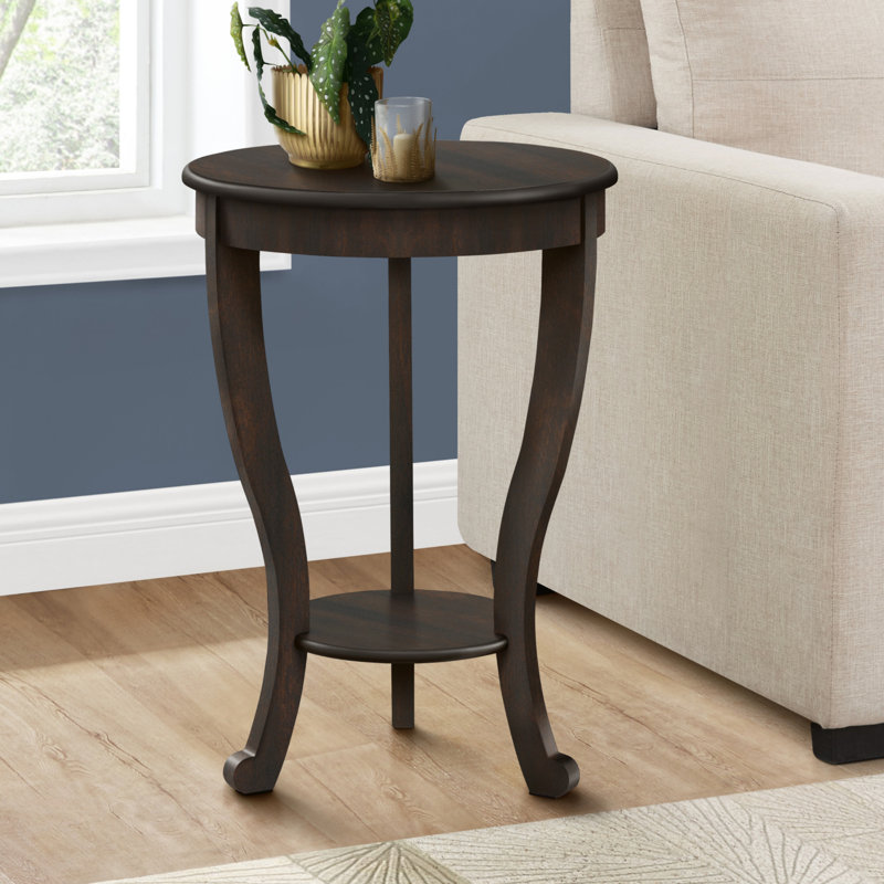 Table d'appoint, 2 niveaux, chambre à coucher, bout, lampe, table de chevet, ronde, table d'appoint, placage brun, traditionnel