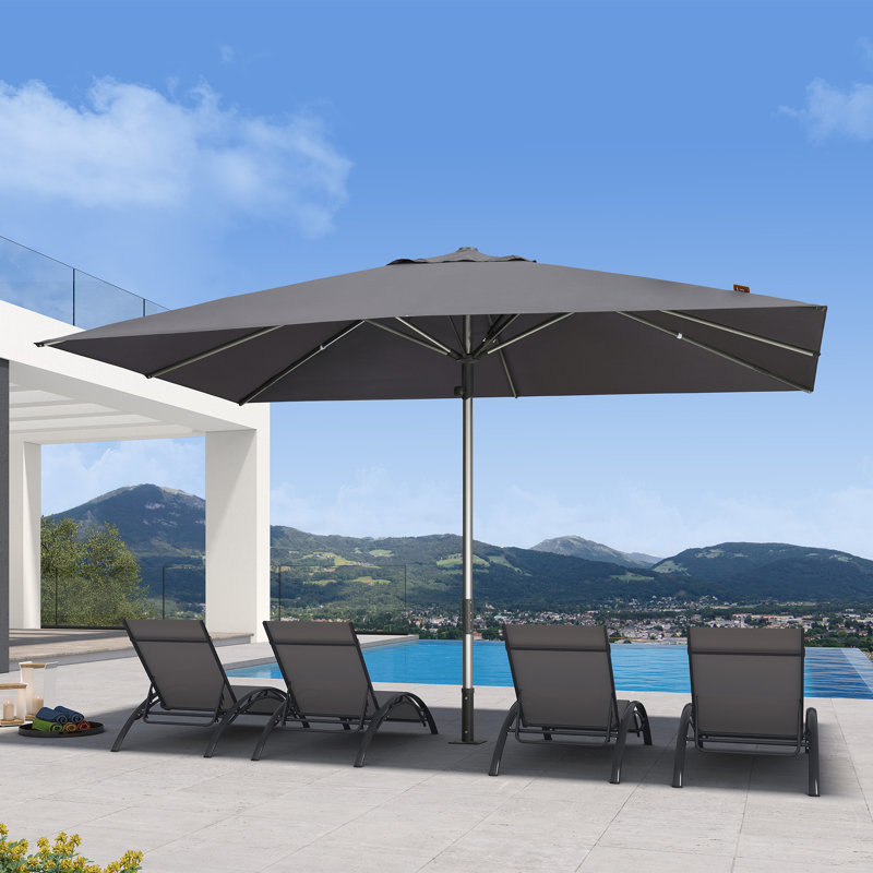 Parasol de table semi-automatique pour l'extérieur, Gris