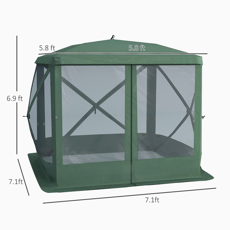 Green 7x7FT Pop-Up Camping Canopy Gazebo with Mesh Sides