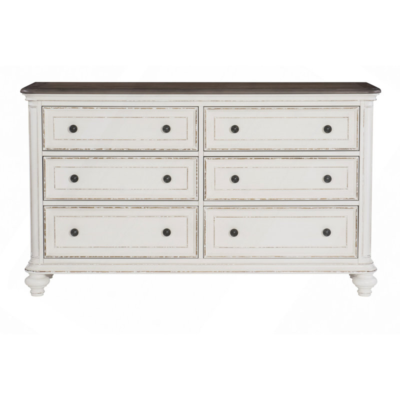 Commode à tiroirs, finition blanche antique