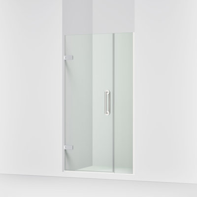 Components 33-5/8-In34-3/8-In W X 71-1/2-In H Frameless Pivot Shower Door With 3/8-In Crystal Clear Glass And Back-To-Back Vertical Door Pulls