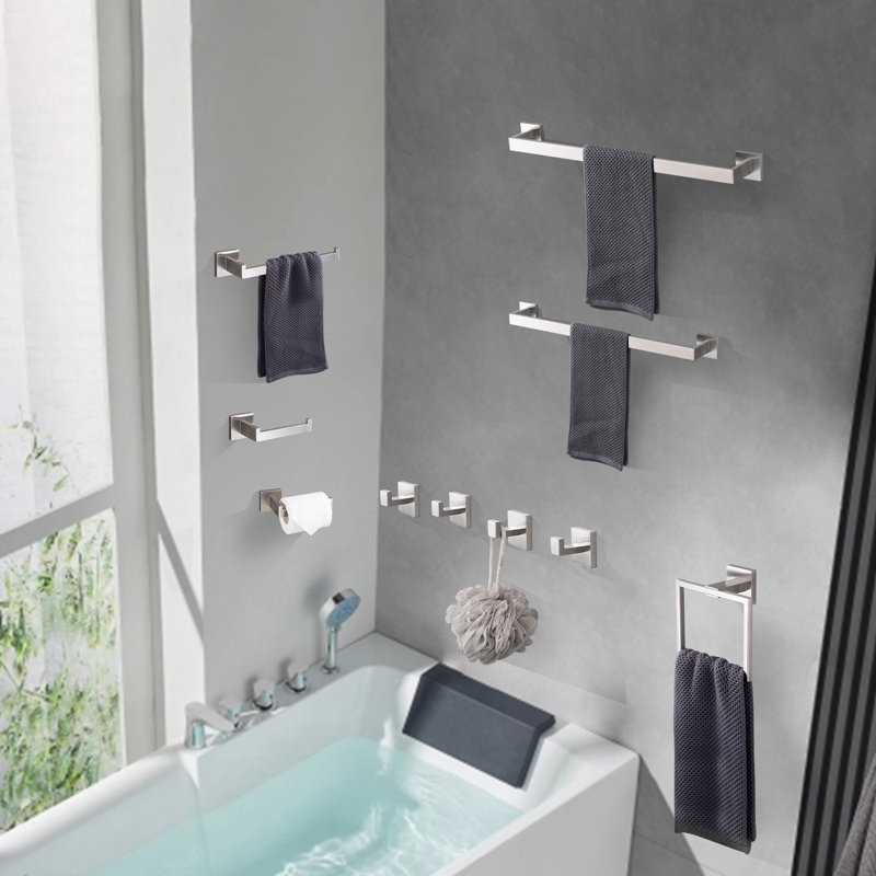 10 - Piece Bathroom Hardware Set, Brushed Nickel