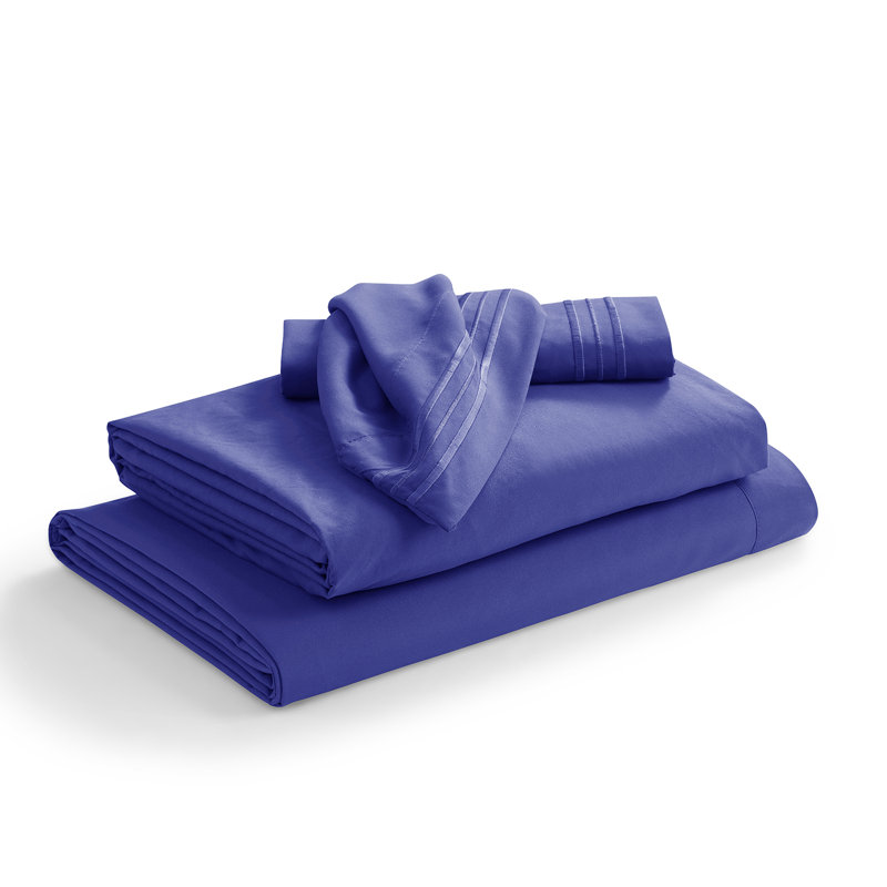 1800 Series Double-Brushed Microfiber Hypoallergenic Sheet Set, Royal Blue, Full/Double Sheet Set with 2 Pillowcases