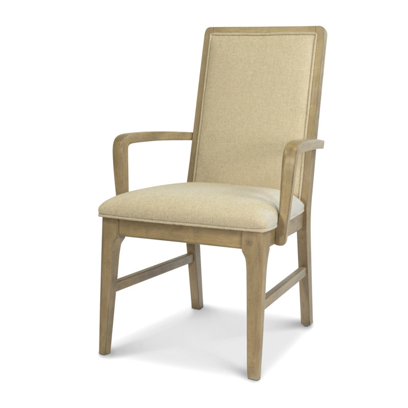 Chaise avec accoudoirs rembourrée Rio Vista - ensemble de 2 - tons terreux discrets et finition argile - revêtement gris