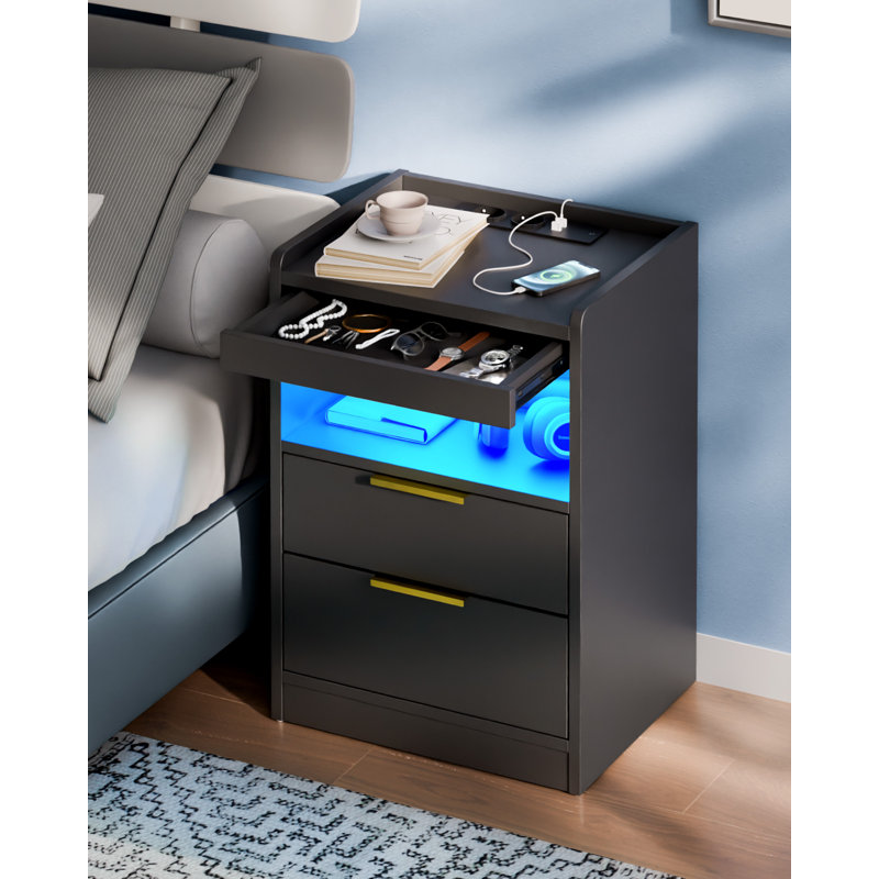 40cm W Bedside Table, Black