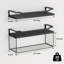Tablettes flottantes avec panier de rangement en fil métallique, tablettes de salle de bain au-dessus de la toilette avec garde-corps en métal, tablettes murales en bois - noir