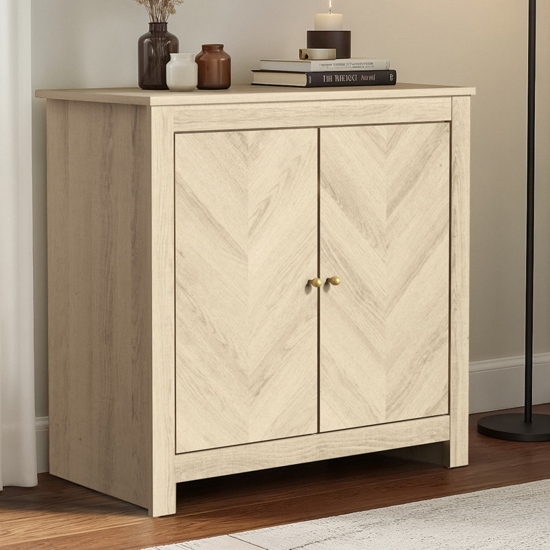 Aleshire Mid-Century Modern 30'' H 2 Door Accent Cabinet, Oslo Oak