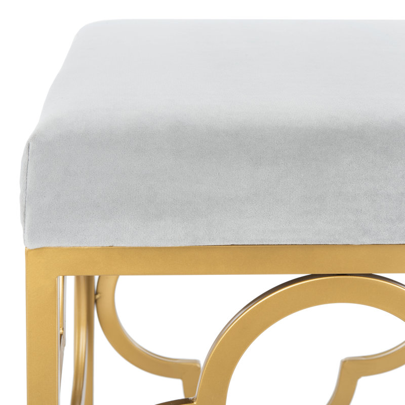 Rainn Velvet Upholstered Bench, Gray