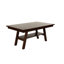 Table de salle à manger contemporaine en noyer foncé, tablette incluse, table en bois d'hévéa avec placage, base-978083808
