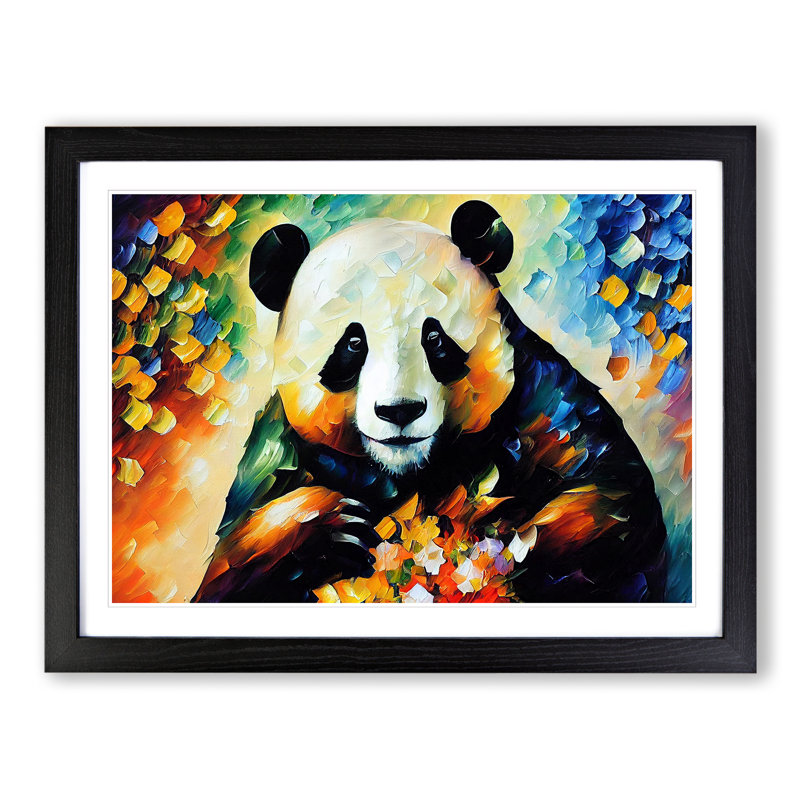 XH1022-6776X Panda Vol.1 - Single Picture Frame Painting, Black Framed, 46cm H x 64cm W x 2cm D