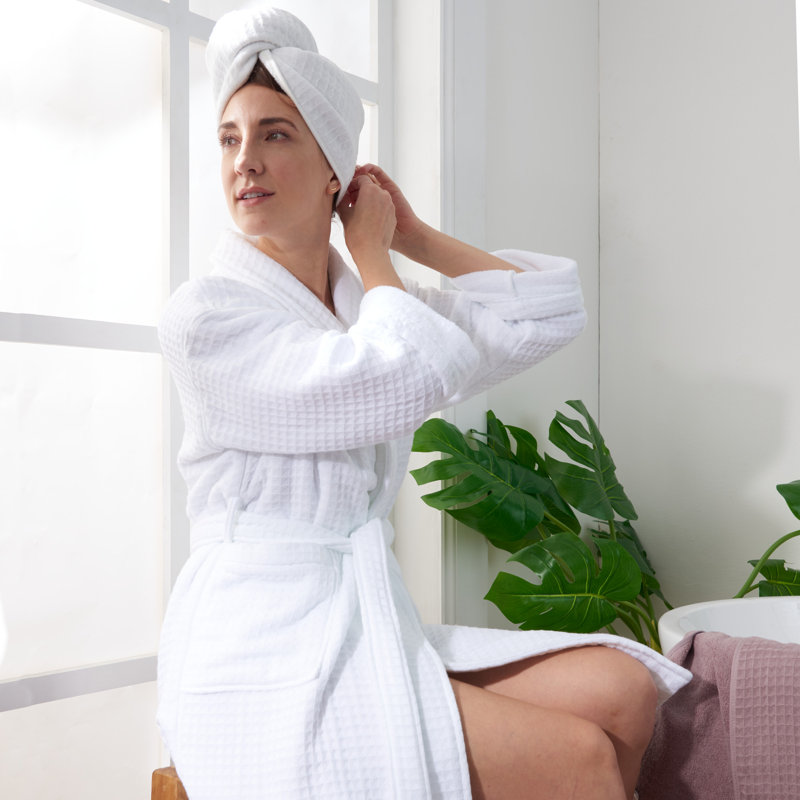 Waffle Twist Hair Towel White