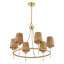 Lustre 6 lumières en laiton chaleureux Ashbury