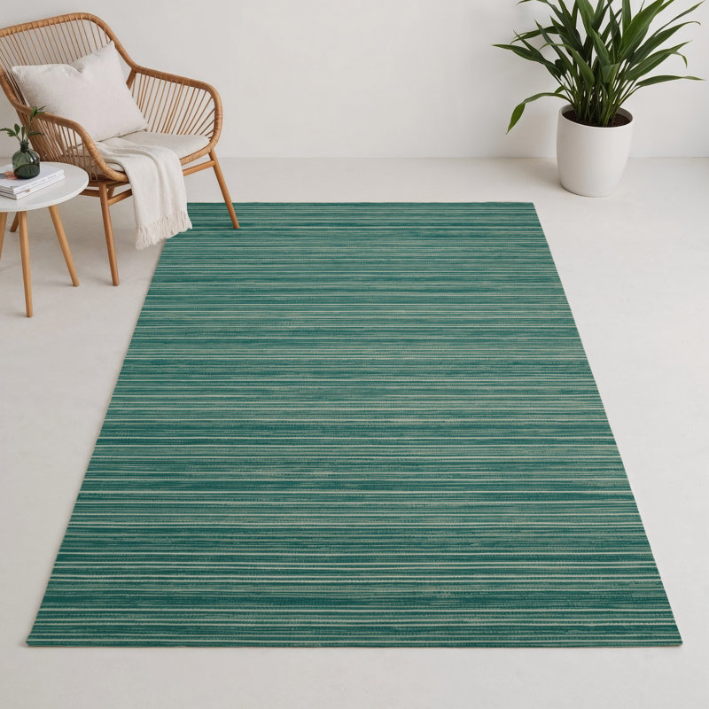 Tapis intérieur / extérieur bleu HorizontalStripes, Rectangulaire 3 pi x 5 pi
