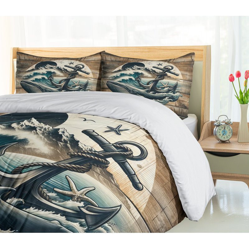 Nautical Duvet Cover, California King Duvet Cover + 2 Standard Shams