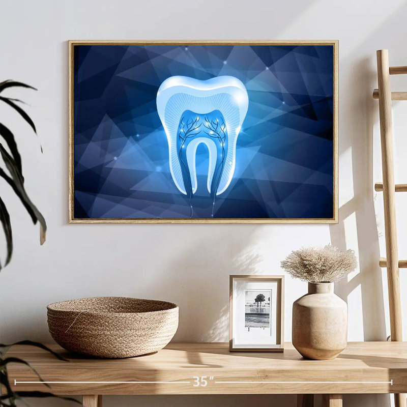Geometric Tooth, 43" X 29", Floating Frame Natural Wood