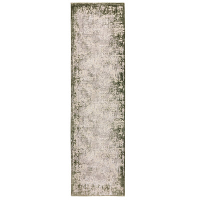 Abrienne Soft Shiny Border Green/Grey Rug