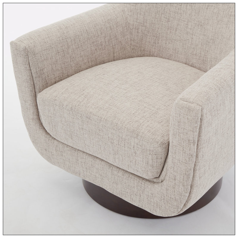 Fauteuil demi-tonneau pivotant de 30,90 po Mercersville, Lin beige