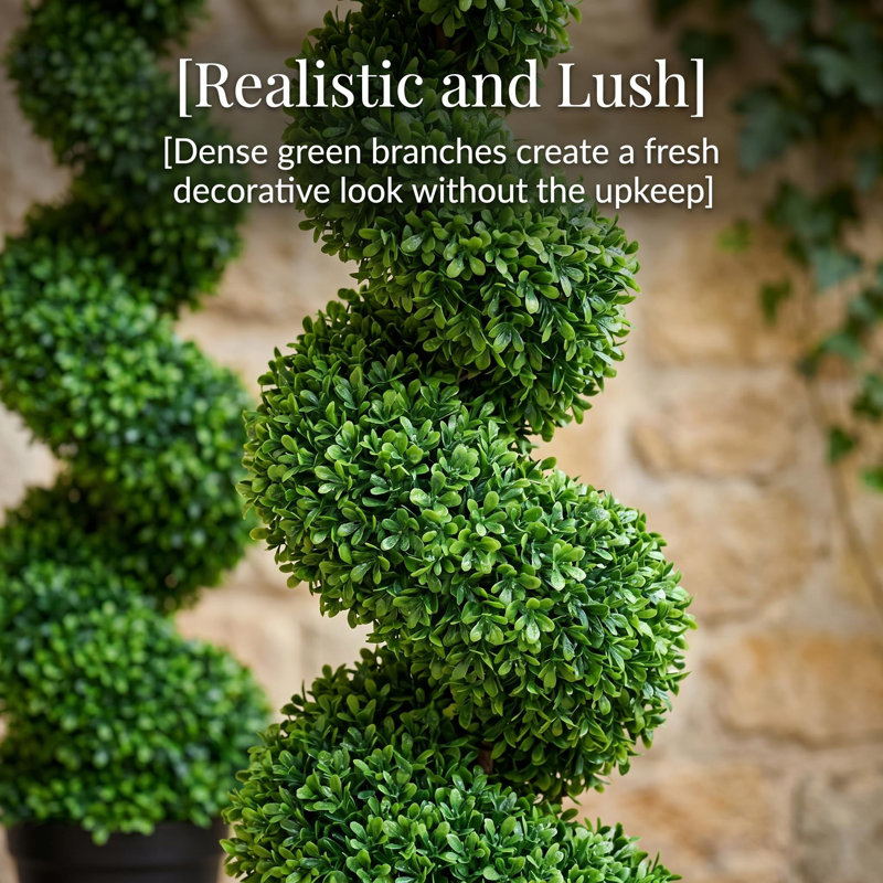Topiaire sans entretien, ensemble d'arbres de buis artificiels pour porche intérieur extérieur, arbres artificiels protégés contre les rayons UV avec pot de fleur robuste