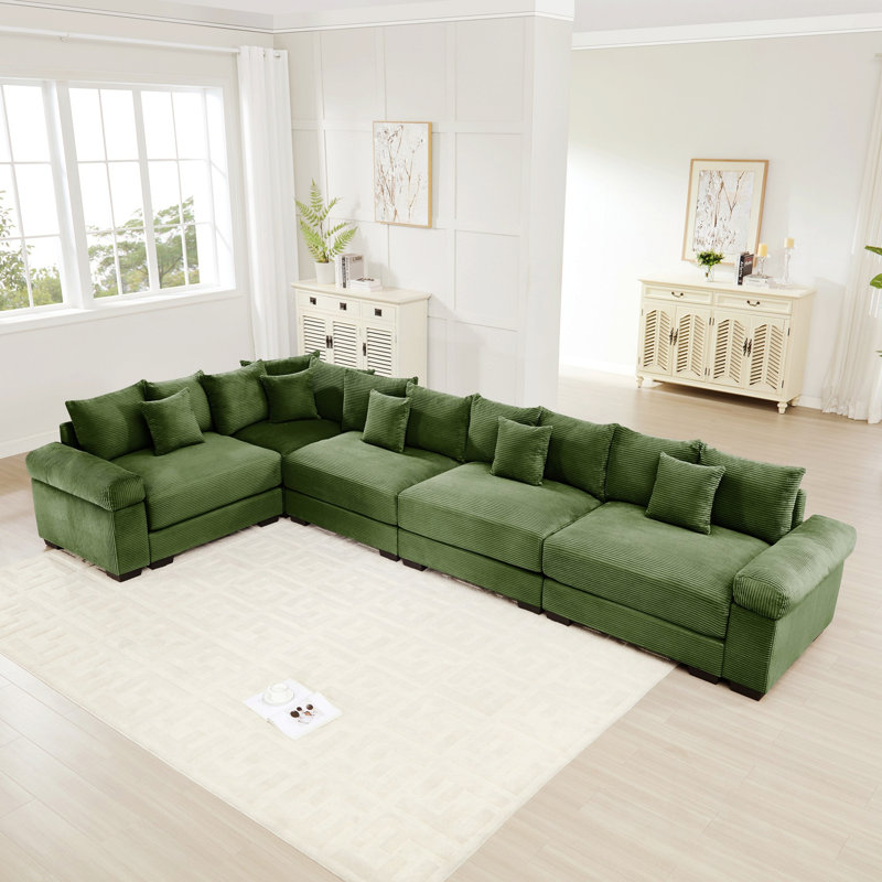 Canapé modulaire modulaire, canapé rembourré avec coussins décoratifs pour l'intérieur, Vert