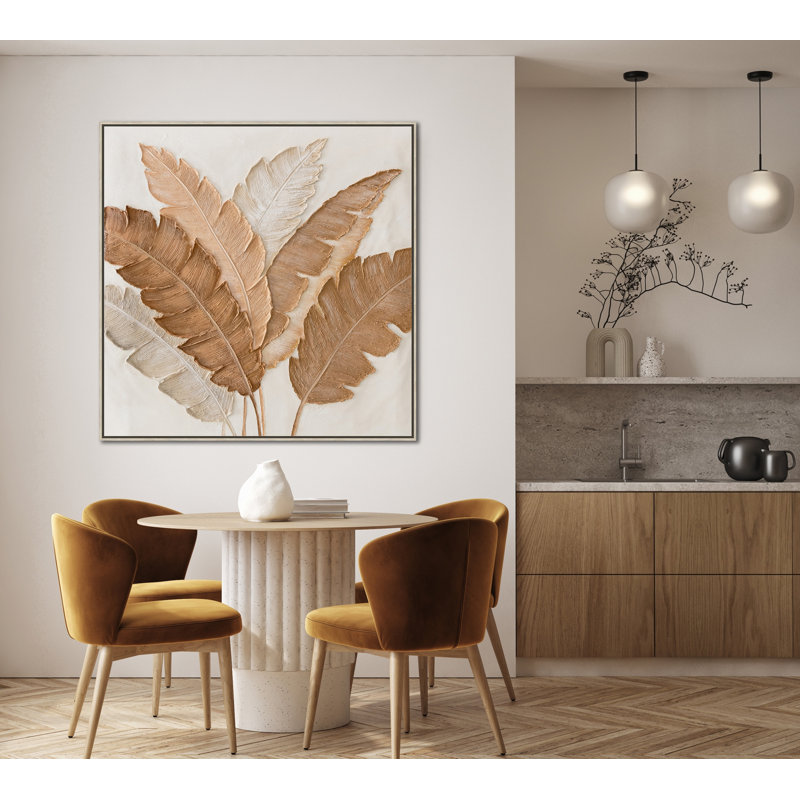 Art mural sur toile, feuilles dorées