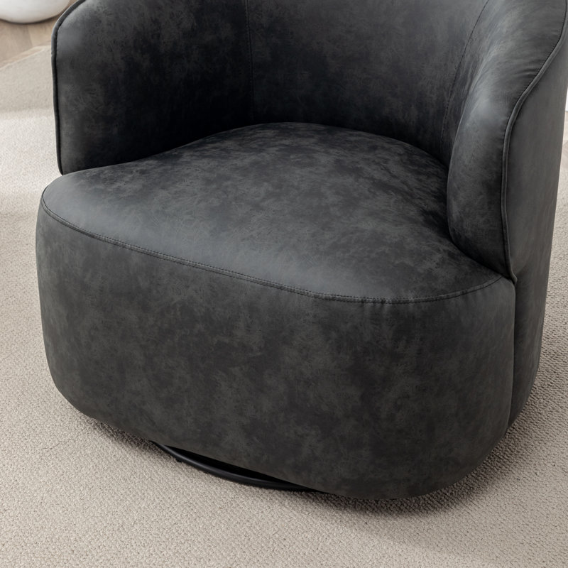 Fauteuil demi-tonneau pivotant de 32 po Tybias, Noir